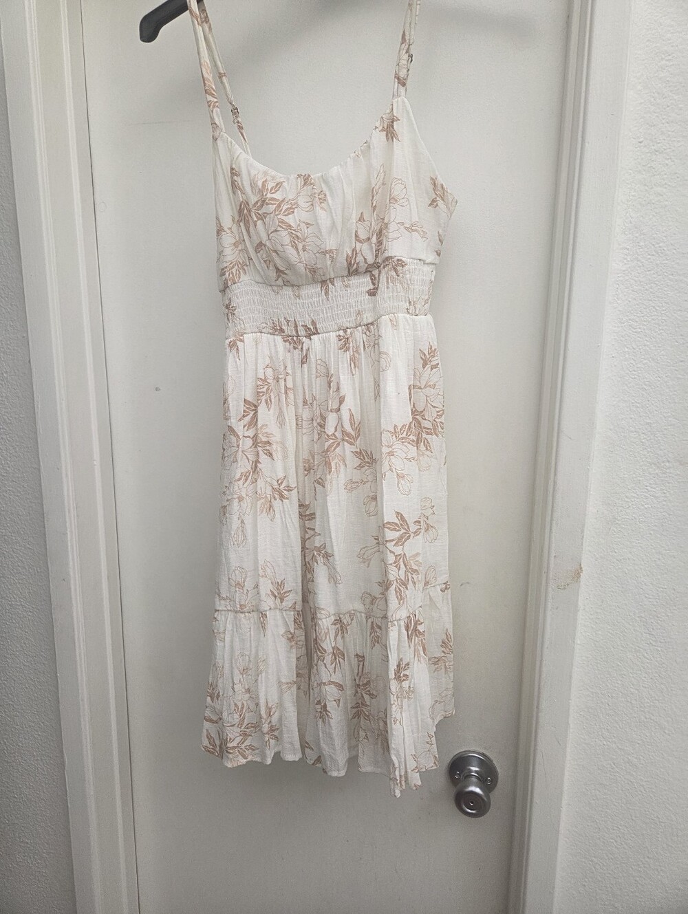 Women’s Cream Mini Floral Sundress with -Tan Print